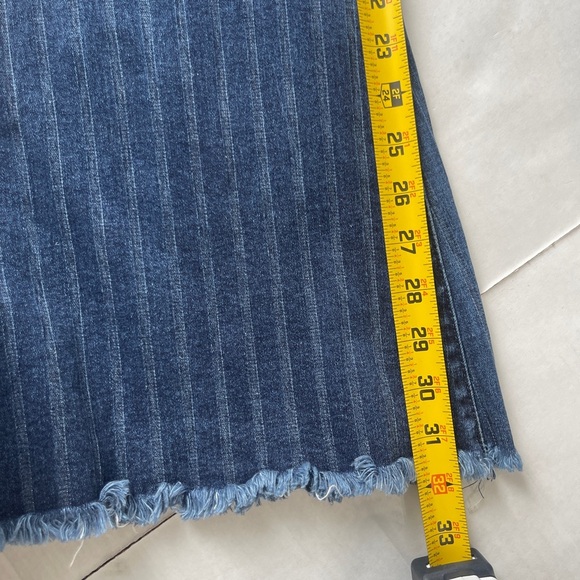 Uniq by Litz Jeans Women's 26 Blue Pinstripe Flare Leg Raw Hem Boho Retro - Picture 8 of 8